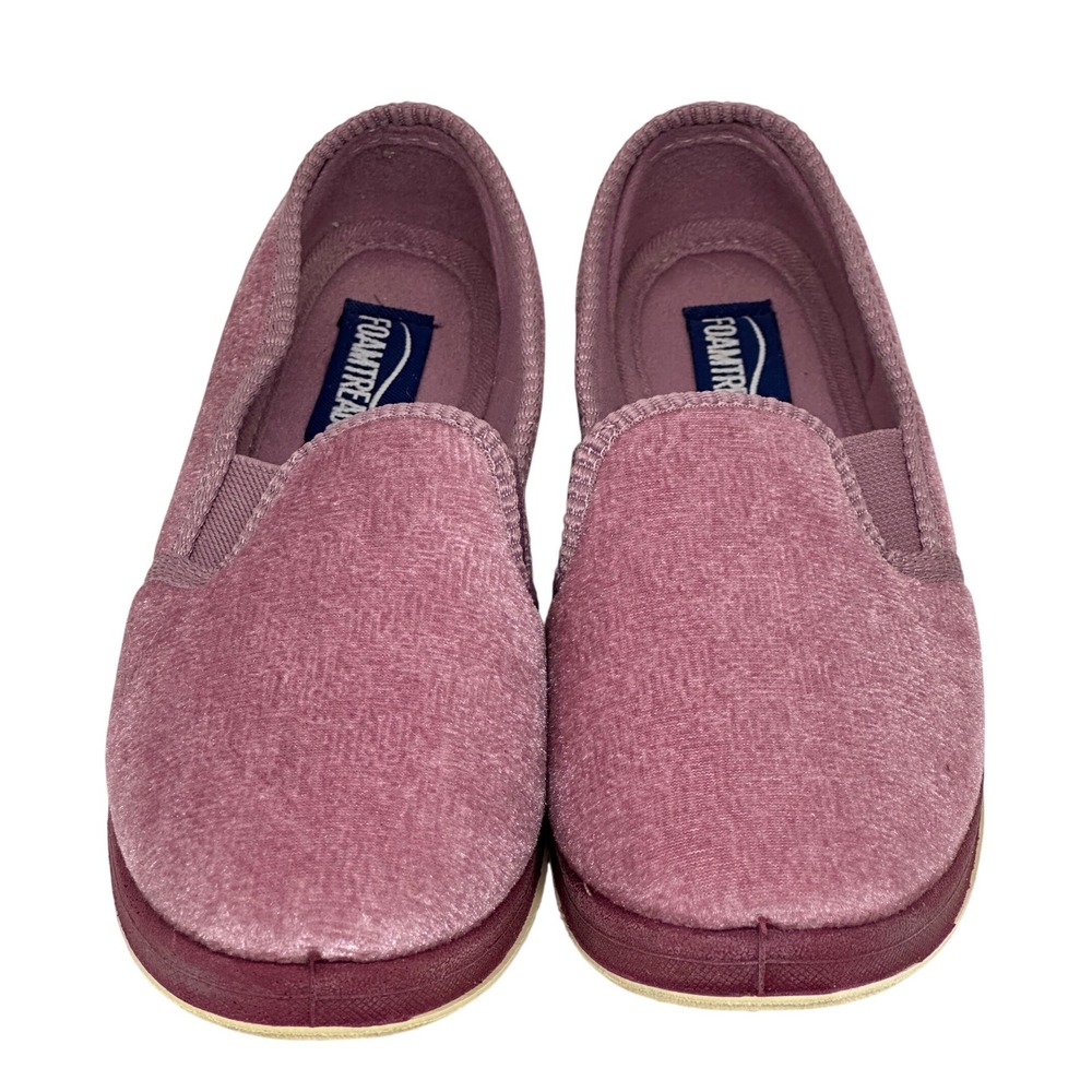 Foamtreads Slippers Pink Comfort House Shoes Velour Slip On Loafers Size 8 Women